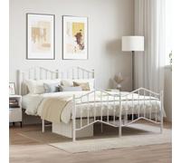 Vidaxl Cadre De Lit Métal Avec Tête De Lit/Pied De Lit Blanc 140x190cm Blanc