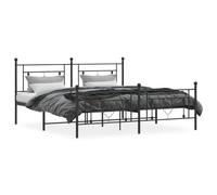 Vidaxl Cadre De Lit Métal Avec Tête De Lit/Pied De Lit Noir 180x200 Cm Noir