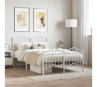 vidaXL Cadre de lit métal avec tête de lit/pied de lit blanc 120x190cm