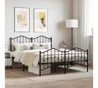 Vidaxl Cadre De Lit Métal Avec Tête De Lit/Pied De Lit Noir 140x200 Cm Noir
