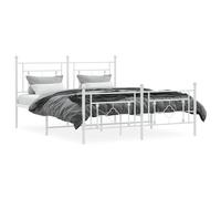 Vidaxl Cadre De Lit Métal Avec Tête De Lit/Pied De Lit Blanc 160x200cm Blanc