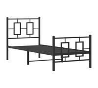 Vidaxl Cadre De Lit Métal Sans Matelas Avec Pied De Lit Noir 75x190 Cm Noir