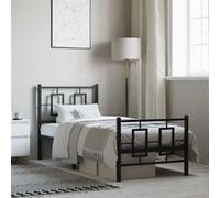 Vidaxl Cadre De Lit Métal Sans Matelas Avec Pied De Lit Noir 75x190 Cm Noir