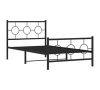 vidaXL Cadre de Lit Métal avec Tête de Lit Pied de Lit, Lit Simple avec Sommier à Lattes, Lit Adulte avec Pied Chambre, Industriel, Noir 100x190 cm