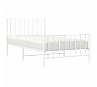 Vidaxl Cadre De Lit Métal Sans Matelas Et Pied De Lit Blanc 100x190 Cm Blanc