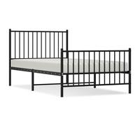 Cadre de lit métal sans matelas avec pied de lit noir 100x190cm