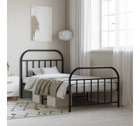 vidaXL Cadre de lit métal avec tête de lit/Pied de lit Noir 100x190 cm, lit Simple, Meuble de Chambre à Coucher, lit d'invité, lit