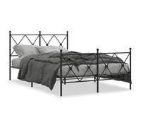 vidaXL Cadre de lit métal avec tête de lit/pied de lit noir 120x190 cm