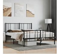 vidaXL Cadre de lit métal avec tête de lit-pied de lit noir 120x190 cm 352495