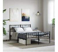 vidaXL Cadre de lit métal avec tête de lit-pied de lit noir 120x190 cm 355478