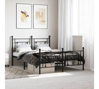 vidaXL Cadre de lit métal sans Matelas avec Pied de lit Noir 140x190cm