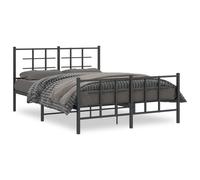 Vidaxl Cadre De Lit Métal Avec Tête De Lit/Pied De Lit Noir 140x190 Cm Noir