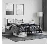 Vidaxl Cadre De Lit Métal Avec Tête De Lit/Pied De Lit Noir 140x190 Cm Noir