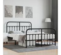 Vidaxl Cadre De Lit Métal Avec Tête De Lit/Pied De Lit Noir 140x200 Cm Noir