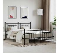 Vidaxl Cadre De Lit Métal Avec Tête De Lit/Pied De Lit Noir 160x200 Cm Noir