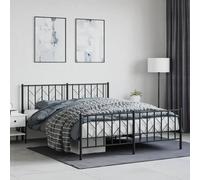Vidaxl Cadre De Lit Métal Avec Tête De Lit/Pied De Lit Noir 160x200 Cm Noir