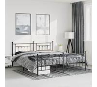 vidaXL Cadre de lit métal avec tête de lit/Pied de lit Noir 183x213 cm, lit Double, Meuble de Chambre à Coucher, lit d'invité, lit
