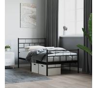 Vidaxl Cadre De Lit Métal Avec Tête De Lit/Pied De Lit Noir 80x200 Cm Noir