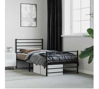 vidaXL Cadre de lit métal avec tête de lit-pied de lit noir 90x190 cm 352329