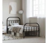 Vidaxl Cadre De Lit Métal Avec Tête De Lit/Pied De Lit Noir 90x190 Cm Noir