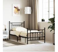 vidaXL Cadre de lit en métal avec tête et pied de lit 90x200 cm Noir
