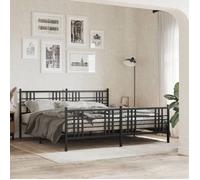 vidaXL Cadre de Lit Métal avec Tête de Lit/Pied de Lit Sommier à Lattes Lit Adulte Lit Double de Chambre à Coucher 376348