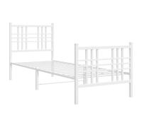 vidaXL Cadre de Lit Métal avec Tête de Lit/Pied de Lit, Sommier à Lattes, Lit Adulte, Lit Simple de Chambre à Coucher Intérieur, Blanc 80x200 cm