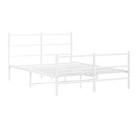 vidaXL Cadre de Lit Métal avec Tête et Pied, Double avec Sommier à Lattes, Adulte, Moderne, Blanc 140x190 cm