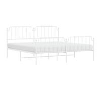 vidaXL Cadre de Lit Métal avec Tête et Pied, Double avec Sommier à Lattes, Adulte, Moderne, Blanc 200x200 cm