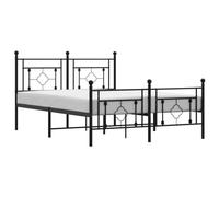 Vidaxl Cadre De Lit Métal Sans Matelas Avec Pied De Lit Noir 135x190cm Noir