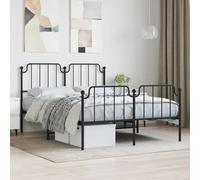 vidaXL Cadre de Lit Métal avec Tête et Pied, Double avec Sommier à Lattes, Adulte pour Chambre à Coucher, Noir 140x190 cm
