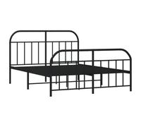VidaXL Cadre de Lit Métal Avec Tête et Pied Noir 140x190 cm - Double, Meuble de Chambre à Coucher, Lit d'Invité