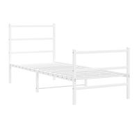VidaXL Cadre de Lit Métal Avec Tête et Pied, Simple Avec Sommier à Lattes, Adulte, Moderne, Blanc 75x190 cm