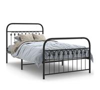 vidaXL Cadre de lit métal sans matelas avec pied de lit noir 100x190cm