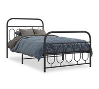 vidaXL Cadre de lit métal sans matelas avec pied de lit noir 107x203cm