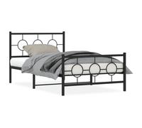 Vidaxl Cadre De Lit Métal Sans Matelas Avec Pied De Lit Noir 107x203cm Noir
