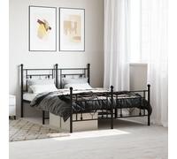 Vidaxl Cadre De Lit Métal Sans Matelas Avec Pied De Lit Noir 135x190cm Noir