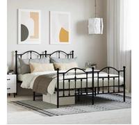 vidaXL Cadre de lit en métal 353457 avec tête et pied de lit noir 140x190 cm
