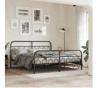 vidaXL Cadre de lit métal sans matelas avec pied de lit noir 183x213cm 377140
