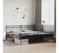 vidaXL Cadre de lit métal avec tête de lit/pied de lit noir 193x203 cm Noir