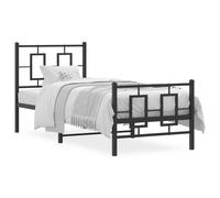 Cadre de Lit Métal avec Tête de Lit Pied de Lit Double Noir 193x203 cm vidaXL