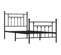 vidaXL Cadre de lit en métal avec tête et pied de lit 90x200 cm Noir