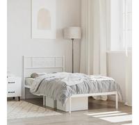 Vidaxl Cadre De Lit Métal Sans Matelas Avec Tête De Lit Blanc 75x190cm Blanc