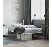 Cadre de lit métal avec tête de lit blanc 90x190 cm 372318