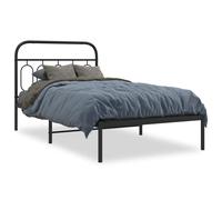 Vidaxl Cadre De Lit Métal Sans Matelas Avec Tête De Lit Noir 107x203cm Noir