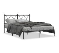 vidaXL Cadre de lit métal sans matelas avec tête de lit noir 135x190cm