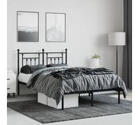 vidaXL Cadre de lit métal avec tête de lit noir 135x190 cm 353536