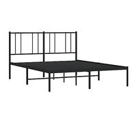 Vidaxl Cadre De Lit Métal Avec Tête De Lit Noir 140x190 Cm Noir