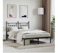 vidaXL Cadre de lit métal sans matelas avec tête de lit noir 140x190cm 353537