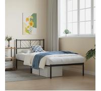 vidaXL Cadre de lit métal sans matelas avec tête de lit noir 75x190 cm 372169